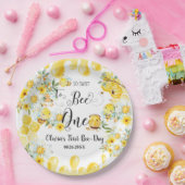 可愛いハニービーイエローフローラ1歳の誕生日1 ペーパープレート (パーティー)