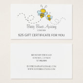 可愛いハニービーズビーキーパー養蜂証明書 (正面&裏面)