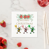 可愛いハニービーズ金ゴールドメリークリスマス スタンダードカクテルナプキン (インサイチュ)