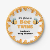可愛いハニービーツインベビーシャワー ペーパープレート (正面)