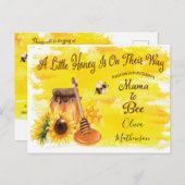 可愛いハニービー素朴男女兼用赤ちゃんシャワー ポストカード (正面/裏面)