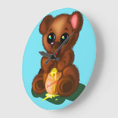 可愛いハニーベアーウォール時計Customizab;e ラージ壁時計 (傾斜)