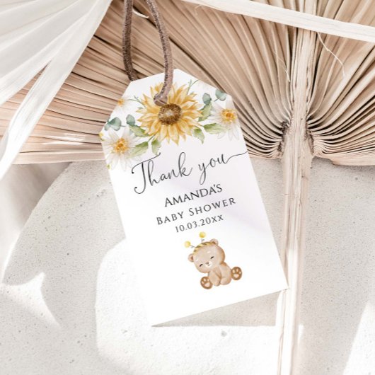 可愛いハニーベアーベイビーシャワーありがとう ギフトタグ