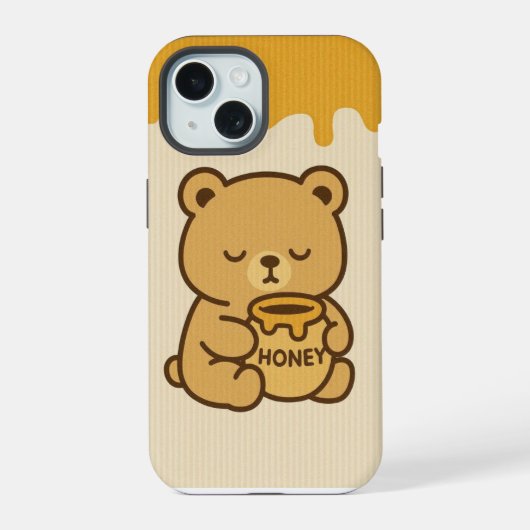 可愛いハニーベアIPhoneケース iPhone 15ケース (裏面)