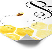 可愛いハニーミツバチ最初の誕生日ウェルカムサイン ポスター (角)