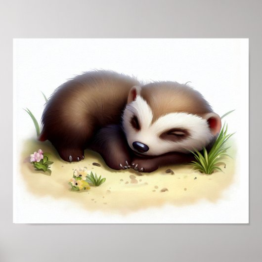 可愛いハニー絵を描アナグマの3D水彩画 ポスター (正面)