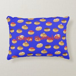 可愛いハヌカパターン（の模様が）あるドーナツ アクセントクッション