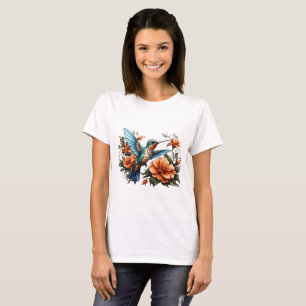 可愛いハミング鳥デザインTシャツ Tシャツ