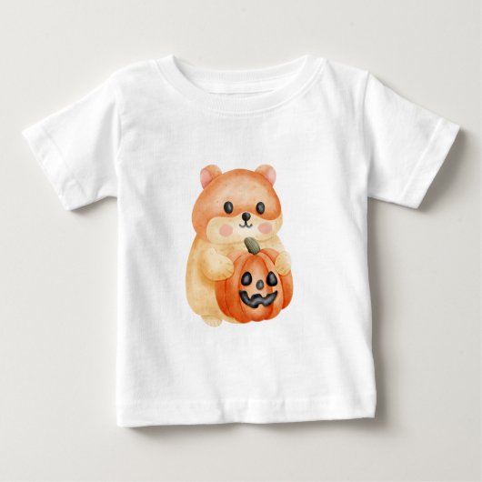 可愛いハムスタージャック・オ・ランタンデザイン ベビーTシャツ (正面)