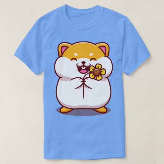 可愛いハムスター持ちヒマワリ漫画 Tシャツ (デザイン正面)