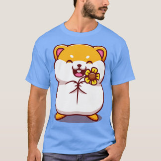 可愛いハムスター持ちヒマワリ漫画 Tシャツ