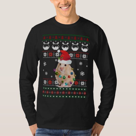 可愛いハムスター醜いセーターChristmas Light Pajama G Tシャツ (正面)