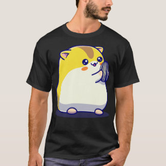 可愛いハムスター食べ物のヒマワリの種漫画 Tシャツ