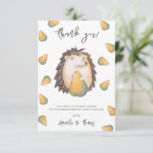 可愛いハリネズミの梨感謝してい付き サンキューカード (スタンド正面)