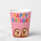 可愛いハリネズミの誕生日紙カップ！ 紙コップ (裏面)