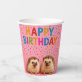 可愛いハリネズミの誕生日紙カップ！ 紙コップ (正面)