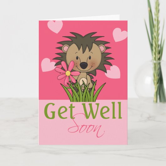 可愛いハリネズミ早く元気に カード (正面)