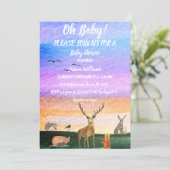 可愛いハリネズミ水彩木地動物キツネウサギ 招待状 (スタンド正面)