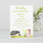 可愛いハリネズミ水彩森林動物の森 招待状 (スタンド正面)