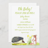 可愛いハリネズミ水彩森林動物の森 招待状 (正面/裏面)