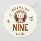 可愛いハリネズミ牛9-10ヶ月ベビーマイルストーン記号 (正面)