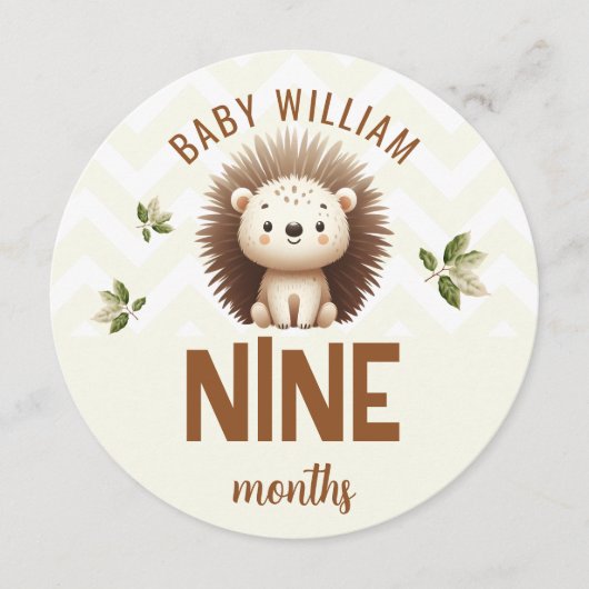 可愛いハリネズミ牛9-10ヶ月ベビーマイルストーン記号 (正面)