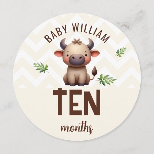 可愛いハリネズミ牛9-10ヶ月ベビーマイルストーン記号 (裏面)