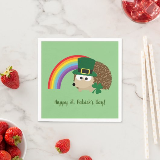 可愛いハリネズミLeprechaun St. Patrick's Day スタンダードカクテルナプキン (インサイチュ)