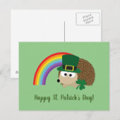 可愛いハリネズミLeprechaun St. Patrick's Day ポストカード (正面/裏面)