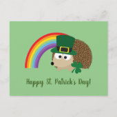 可愛いハリネズミLeprechaun St. Patrick's Day ポストカード (正面)