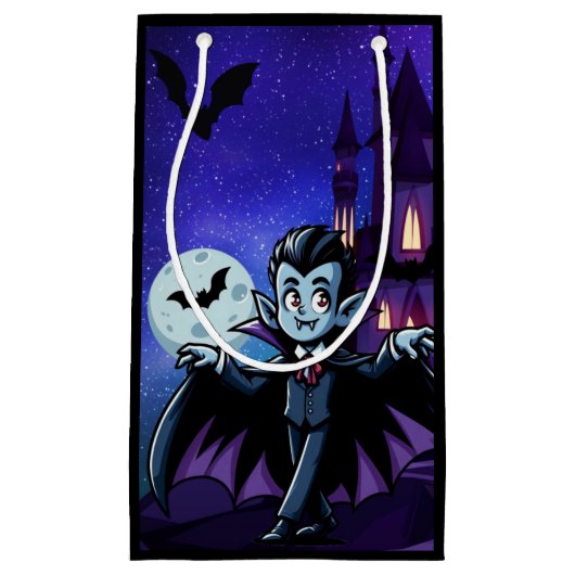 可愛いハロウィンお洒落ヴァンパイア スモールペーパーバッグ (正面)