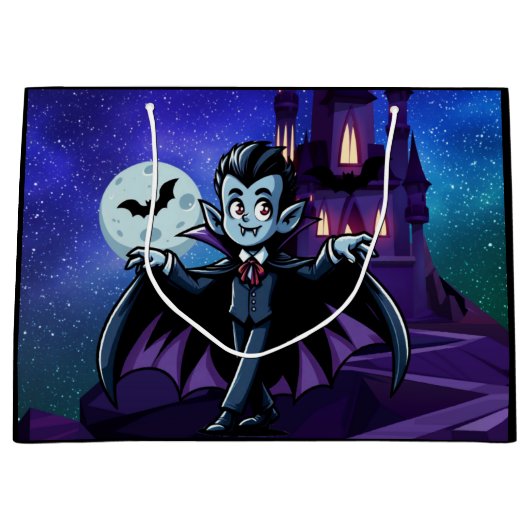 可愛いハロウィンお洒落ヴァンパイア ラージペーパーバッグ (正面)
