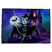 可愛いハロウィンお洒落ヴァンパイア ラージペーパーバッグ (裏面)