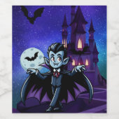 可愛いハロウィンお洒落ヴァンパイア ワインラベル (シングルラベル)