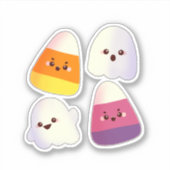 可愛いハロウィンキャンディと幽霊柄 シール (正面)