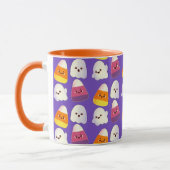 可愛いハロウィンキャンディと幽霊柄 マグカップ (左)