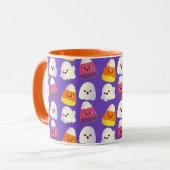 可愛いハロウィンキャンディと幽霊柄 マグカップ (正面左)