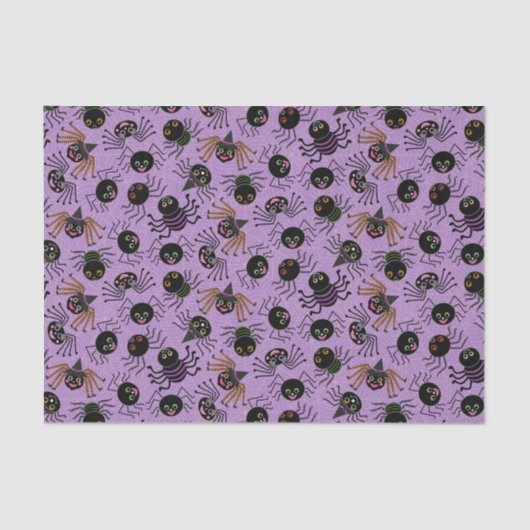 可愛いハロウィンクモを描く紫 薄葉紙 (正面)