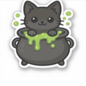 可愛いハロウィンクラシック黒猫Tシャツ シール (正面)