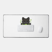 可愛いハロウィンクラシック黒猫Tシャツ デスクマット (キーボード&マウス)