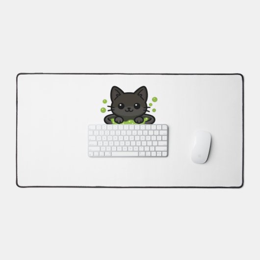 可愛いハロウィンクラシック黒猫Tシャツ デスクマット (キーボード&マウス)