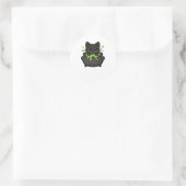 可愛いハロウィンクラシック黒猫Tシャツ ラウンドシール (バッグ)