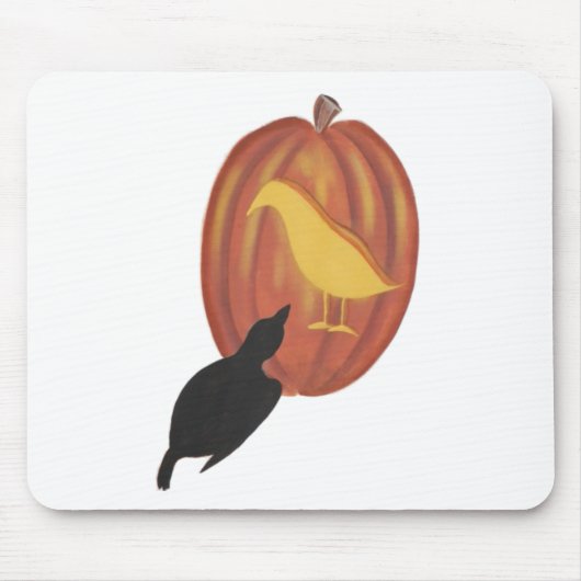 可愛いハロウィンジャック・オランタンとカラス マウスパッド (正面)