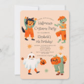 可愛いハロウィンスプロック衣装バースデーパーティー 招待状 (正面)