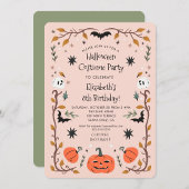 可愛いハロウィンスプロック衣装バースデーパーティー 招待状