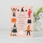 可愛いハロウィンスプロック衣装バースデーパーティー 招待状 (スタンド正面)