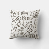 可愛いハロウィンドルシームレスパターン,ハロウィーン クッション (裏面)