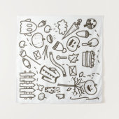 可愛いハロウィンドルシームレスパターン，ハロウィーン タペストリー (正面(横))