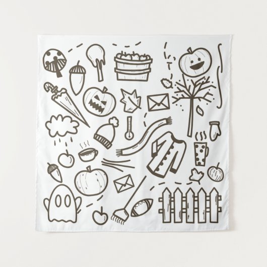 可愛いハロウィンドルシームレスパターン，ハロウィーン タペストリー (正面)