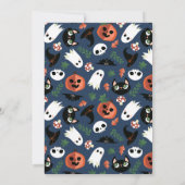 可愛いハロウィンブルートランクまたは治療の社会的距離 招待状 (裏面)